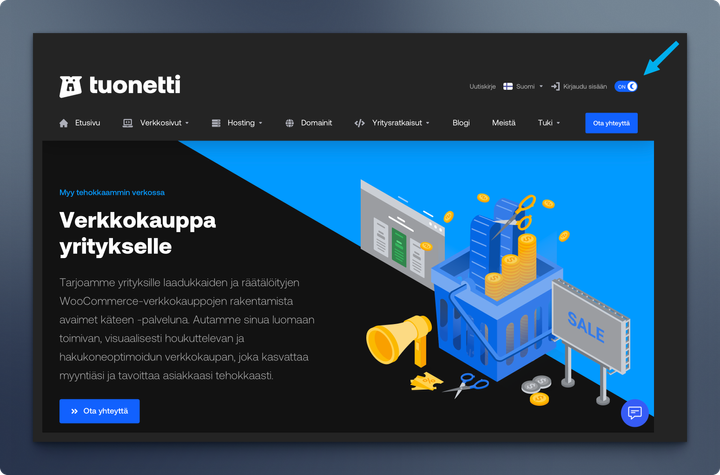 Dark Mode & Uudistettu ostopolku